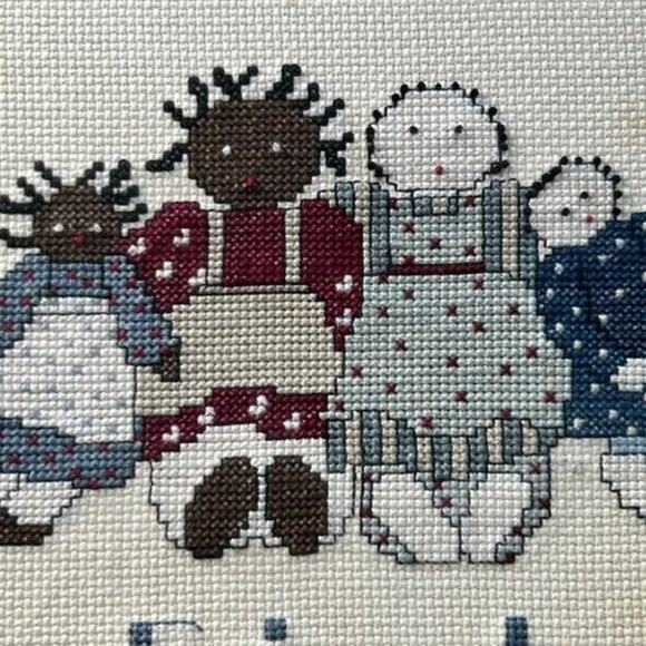 Vintage Forever Friends Handmade Needlepoint Cross Stitch, Matted & Framed - Picture 2 of 9